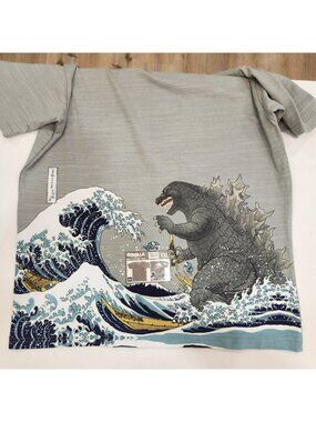 Godzilla Toho Wave Limited Collectors Shirt Japanese Traditional Print XXL NWT